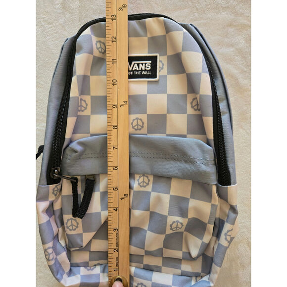 Vans Small Backpack Blue White Checkered Peace Sign NWOT - Picture 11 of 11